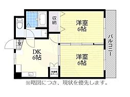 リリーハイツ丸山 2DKの間取図画像