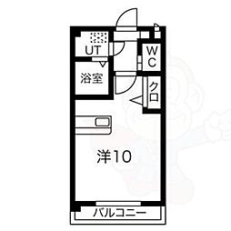 エクセルコート櫻 ワンルームの間取図画像