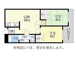 エルネックスモトヤマ 2LDKの間取図画像