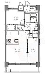 S-RESDENCE上社aureate 5階2LDKの間取り