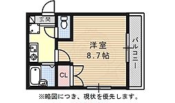 ヒルズ山花 1Kの間取図画像