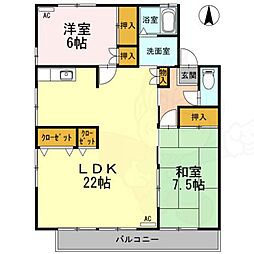 グレイス横吹A 2LDKの間取図画像