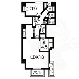 カドーロムロガ 2LDKの間取図画像