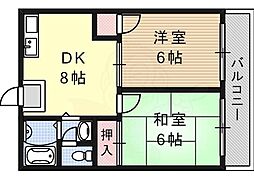 青杏ビル 2DKの間取図画像