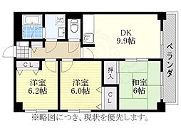 スカイコート黒沢台 3LDKの間取図画像