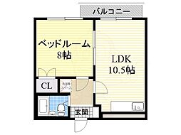 カーサノア八事第12高峰ビル 1LDKの間取図画像