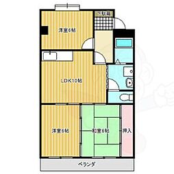 エミナンス原 3DKの間取図画像