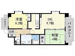 エクセレントみずの 2DKの間取図画像