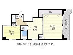 パークサイド鶴舞 2DKの間取図画像