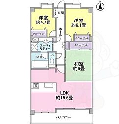 プリンスハイツ松原 3LDKの間取図画像