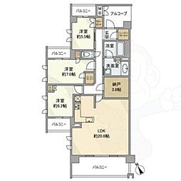 プラウド昭和楽園町テラス 3LDKの間取図画像