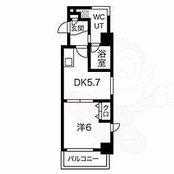 Soleilcort桜本町 1DKの間取図画像
