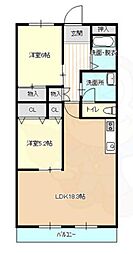 グランドハイツ浦里 2LDKの間取図画像