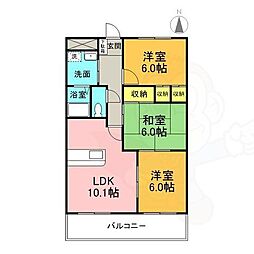 グランドヒルズ神の倉 3LDKの間取図画像
