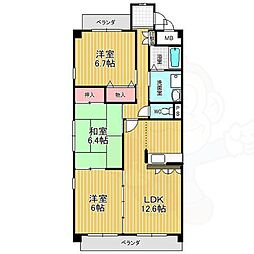 ライファスN水広 3LDKの間取図画像