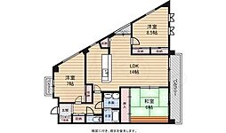 サンハイツ西山南館 3LDKの間取図画像