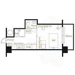 アトリアム吹上 1Kの間取図画像