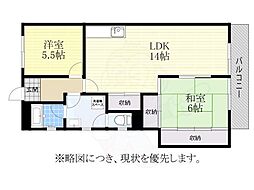 OS・SKYマンション植田南 2LDKの間取図画像