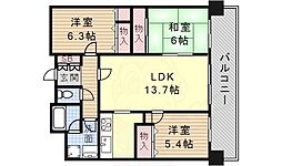 クレスト石川橋 3LDKの間取図画像