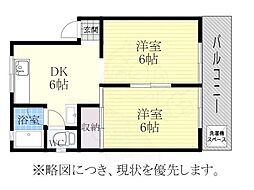メゾン佐渡 2DKの間取図画像