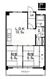 第2ヒルハイツ桃山 3LDKの間取図画像