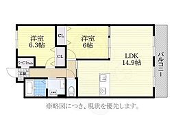 ベルフィオーレ千種 2LDKの間取図画像