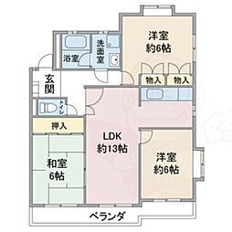 ラ・ファミーユ1号館 3LDKの間取図画像