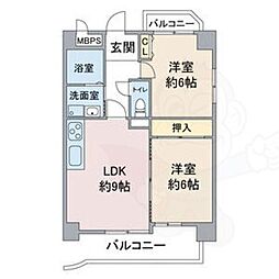 グランフィルドちくさ 2LDKの間取図画像