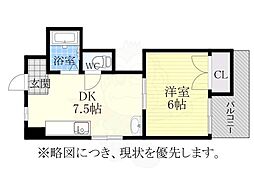 川島第三ビル 1DKの間取図画像