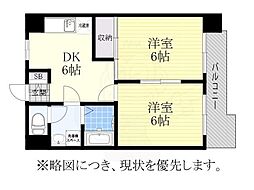 アメニティ豊 2DKの間取図画像