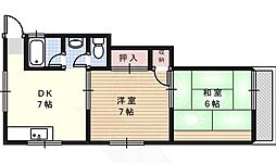 コーポ萩 2DKの間取図画像