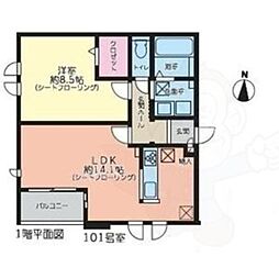 アリュール瑞穂 1LDKの間取図画像