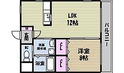 オレンジヴィラ若水 1LDKの間取図画像