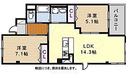 クリス竹 2LDKの間取図画像