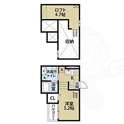 CRASTINE芝町 ワンルームの間取図画像