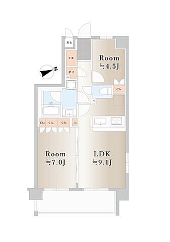 間取り リシュブール四つ木 8階/-