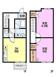クエストNB 2DKの間取図画像