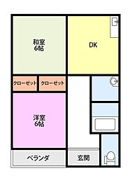 メゾンさつき野 2DKの間取図画像