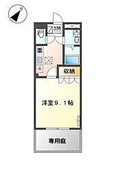 プリオール 1Kの間取図画像