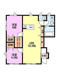 ル.パサージュ 2LDKの間取図画像