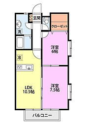 ペットハート 2LDKの間取図画像