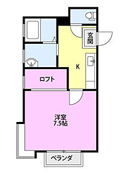 ウインディハウス 1Kの間取図画像