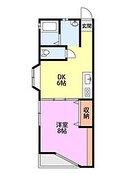 コーポスリーエス 1DKの間取図画像