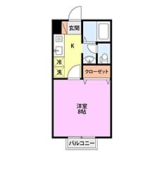 サン・プレリュード3 1Kの間取図画像