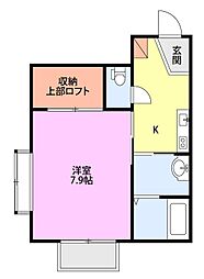 メゾンデタント3 1Kの間取図画像