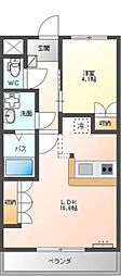 ピエスクレール 1LDKの間取図画像