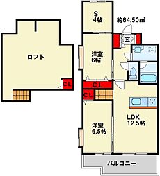 コンプレート金田 14階2SLDKの間取り