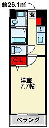 MDIグランコンディール室町 7階1Kの間取り