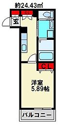 Ellina貴船I 2階1Kの間取り