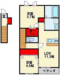 レジデンス富士見 2階2LDKの間取り